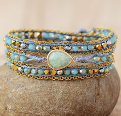 Handmade Teardrop Shape Triple Layer Beaded Bracelet