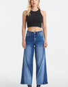 BAYEAS Full Size High Waist Two-Tones Patched Wide Leg Jeans