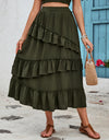 Ruffled Elastic Waist Midi Skirt