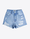 Full Size Distressed Bead Denim Shorts