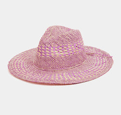Fame Checkered Straw Weave Sun Hat