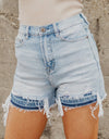 High Waist Raw Hem Denim Shorts