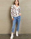 Woven Right Animal Print Button Front Sweater Cardigan