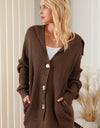 V-Neck Button Down Dropped Shoulder Cardigan