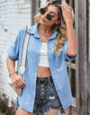 Collared Neck Denim Jacket with Pockets