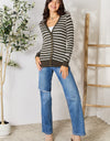 Zenana Full Size Striped Snap Down Cardigan