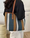 Striped Straw Tote Bag