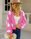 Floral Open Front Fuzzy Cardigan