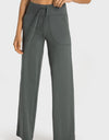 Drawstring Waist Wide Leg Sports Pants with Pockets