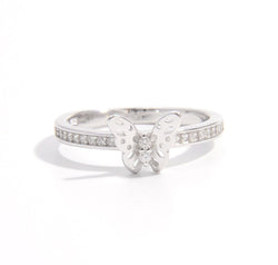 925 Sterling Silver Inlaid Zircon Butterfly Ring