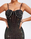 Rhinestone Sweetheart Neck Wrap Cami Dress