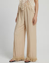 Fringe Hem Wide Leg Long Pants