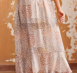 Floral Buttoned Front Slit Skirt