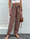 Tied High Waist Pants with Pockets