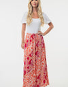 White Birch Full Size High Waisted Floral Woven Skirt