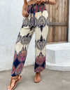 Printed Smocked High Waist Pants