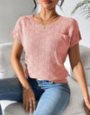 Round Neck Short Sleeve Knit Top