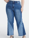 BAYEAS Full Size High Waist Two-Tones Patched Wide Leg Jeans