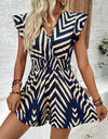 Printed Surplice Cap Sleeve Romper