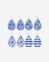 Printed PU Teardrop Earrings