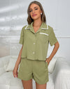 Ivy Lane Short Sleeve Shirt and Shorts Lounge Set