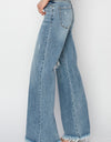 RISEN Mid Rise Button Fly Wide Leg Jeans