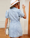 Snap Down Short Sleeve Denim Dress