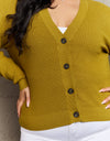 Zenana Kiss Me Tonight Full Size Button Down Cardigan in Chartreuse