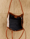 Fame Beach Chic Faux Leather Trim Tote Bag in Ochre