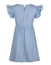 Full Size Ruffled Round Neck Cap Sleeve Denim Dress