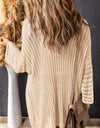 Openwork Open Front Long Sleeve Cardigan