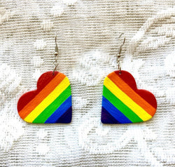 Leather Colorful Striped Heart Earrings
