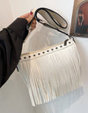 PU Leather Fringe Studded Crossbody Bag