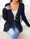 Button Down Cable-Knit Cardigan