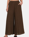 Zenana Woven Wide Leg Pants With Pockets