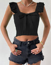 Square Neck Tie Front Knit Top