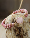 Rose Quartz Heart Beaded Bracelet