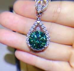 10 Carat Moissanite 925 Sterling Silver Teardrop Shape Necklace