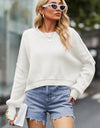 Round Neck Drop Shoulder Long Sleeve Sweater