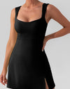 Square Neck Sleeveless Slit Mini Active Dress