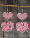 Heart Shape Wooden Earrings