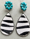 Turquoise Flower Teardrop Earrings