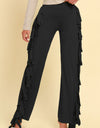 Fringe Trim Wide Leg Pants