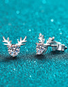 925 Sterling Silver Reindeer-Shaped Moissanite Earrings