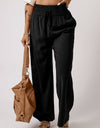 Drawstring Smocked Waist Wide Leg Pants