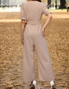 Perfee Tied Short Sleeve Wide Leg Jumpsuit