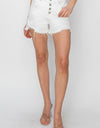 RISEN Button Fly Frayed Hem Denim Shorts