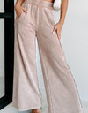 Mineral Wash Smocked Waist Wide Leg Pants