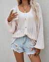 Openwork Button Front Cardigan