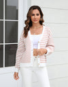 Button-Down Stripe & Plaid Contrast Pattern Cardigan